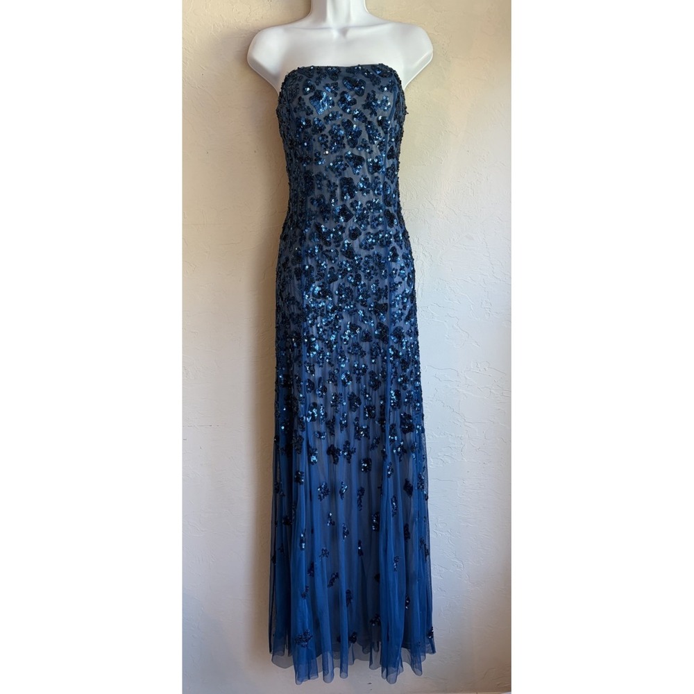 Vintage Y2K Cache Strapless Sequin Mermaid Gown 8 Formal Dress Romantic Tulle
